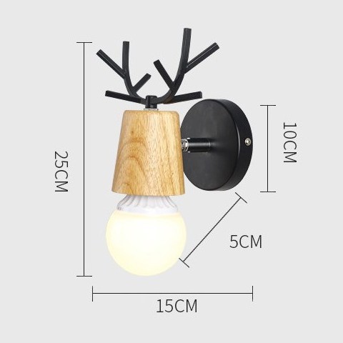 Đèn LED Antlers Đèn tường gỗ Phòng ngủ đơn giản và Đèn phòng trẻ em Lối đi Cầu thang sáng tạo Đèn tường Deer