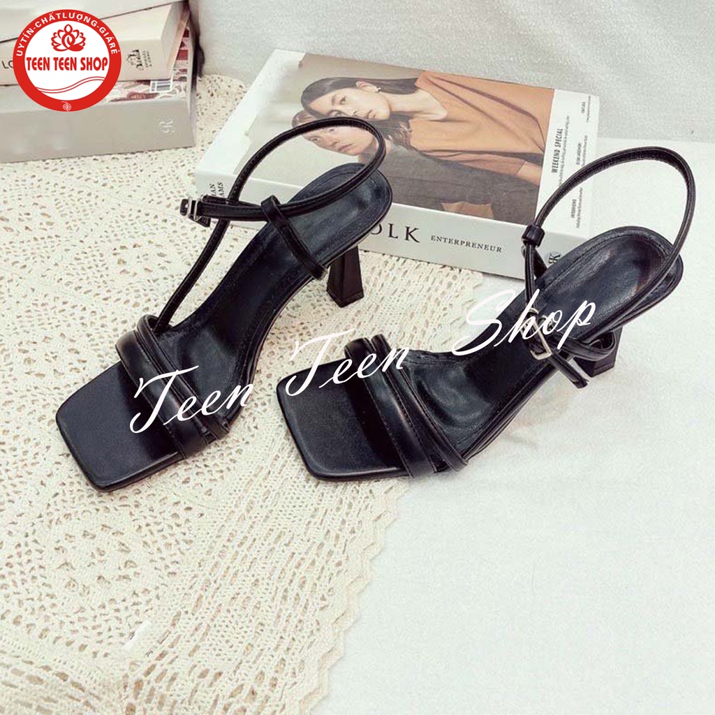 Sandal nữ công sở TTS gót nhọn cao 6cm, giày nữ cao gót mũi vuông da mềm êm chân.