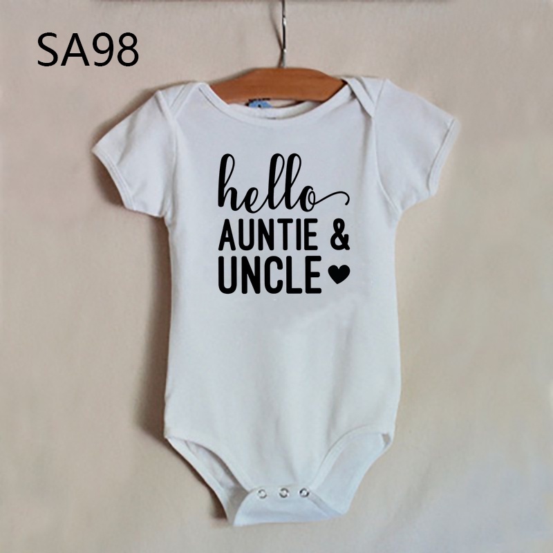 Bộ Áo Liền Quần In Chữ hello Dad Grand auntie Cho Trẻ Sơ Sinh