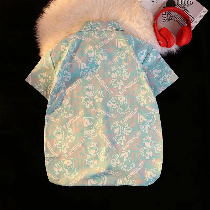 Áo Sơ Mi Tay Ngắn Dáng Rộng In Họa Tiết Hoạt Hình Phong Cách Hàn Quốc Thời Trang Mùa Hè 2022 Cho Nam