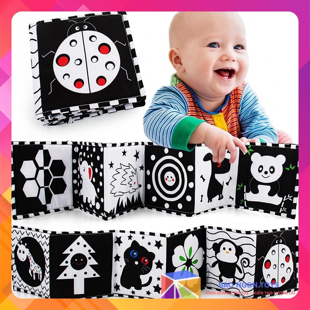 SÁCH VẢI KIÊM QUÂY CŨI 2 TRONG 1 GIÚP KÍCH THÍCH THỊ GIÁC CHO BÉ SƠ SINH TỪ 0 THÁNG - BAO NGON TOYS - SV76