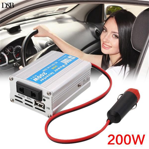 Bộ chuyển đổi nguồn điện usb 200w 12v dc sang ac 220v cho xe hơi