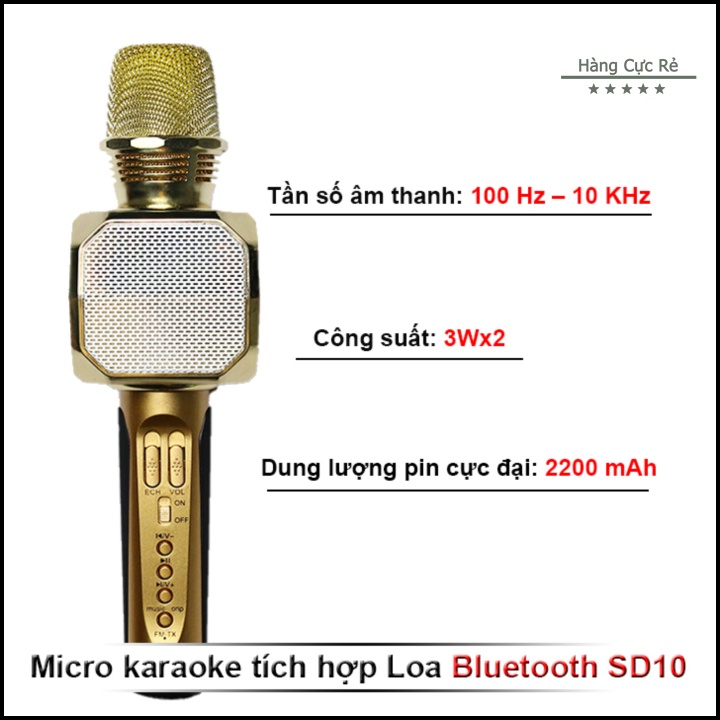 Micro hát karaoke bluetooth có loa ngoài không dây HCR-SD10 - Shop Hàng Cực Rẻ