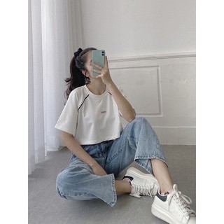 Áo croptop viền replei
