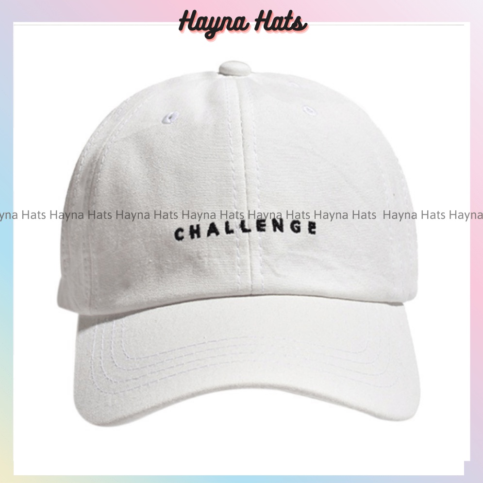 Mũ lưỡi trai thêu hình chữ Challenge, Nón kết Cotton cao cấp thời trang form unisex nam nữ M76 - Hayna Hats