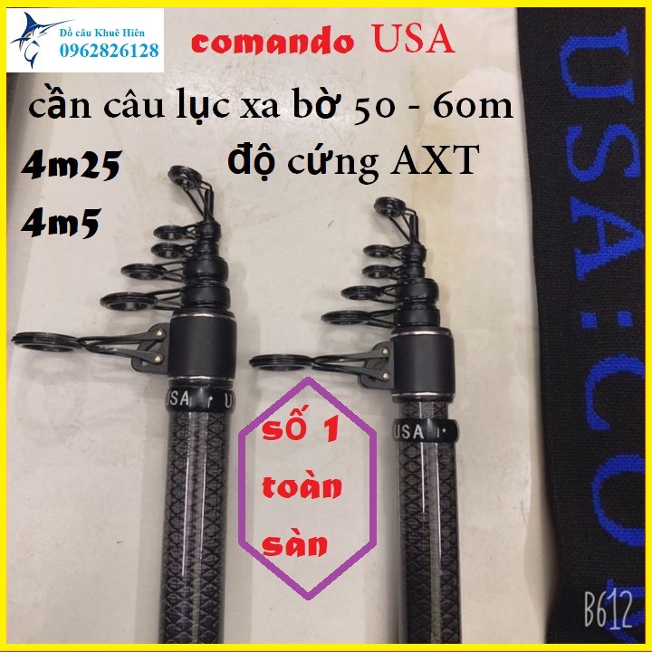 [Độ Cứng AXT] Cần Câu Lục Xa Bờ Comando USA 4m25 và 4m5 AXT Siêu Cứng Giá Tốt, Đánh Xa Đến 60m, Màu Sắc Đẹp Bắt, Bền Đẹp