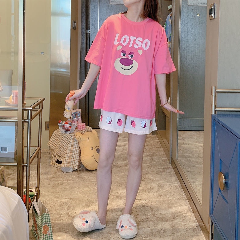 Disney Bộ Đồ Ngủ Ngắn Tay Dáng Rộng In Hình Gấu Dâu Tây Phong Cách Hàn Quốc Thời Trang Mùa Hè Cho Nữ | BigBuy360 - bigbuy360.vn