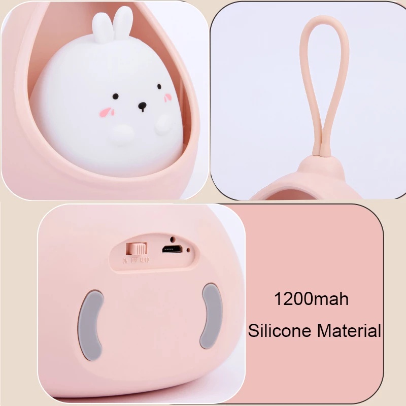 Đèn Ngủ LED Silicone Mềm Hình Thỏ Mèo Dễ Thương Có Thể Sạc USB