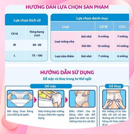 Bĩm quần Caryn siêu thấm mỏng nhẹ mẫu mới, caryn cho người già đủ size M16 L14 XL12  hàng tặng thêm miếng