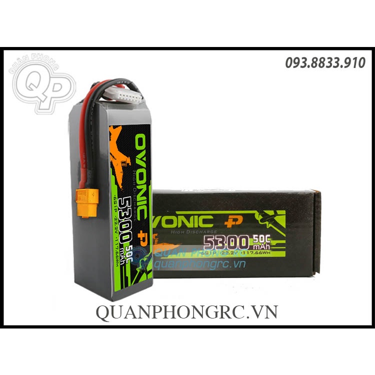 Pin Ovonic 5300mAh 6S 50C 22.2V LiPo Battery T/XT60 Plug