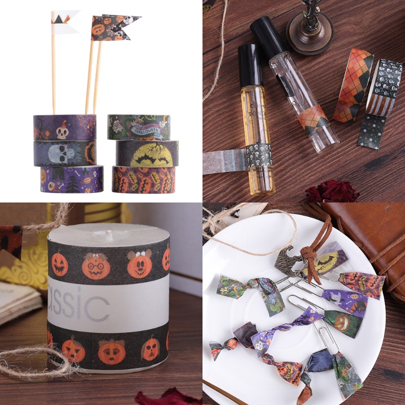 Set 24 Cuộn Băng Dính Washi Họa Tiết Halloween Trang Trí Thủ Công Đa Ứng Dụng