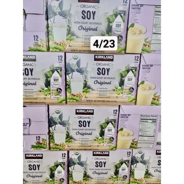 🌱🥛 Thùng 12 Hộp Sữa Đậu Nành Hữu Cơ Kirkland Organic Soy Non-Dairy Beverage 946ml tư Mỹ