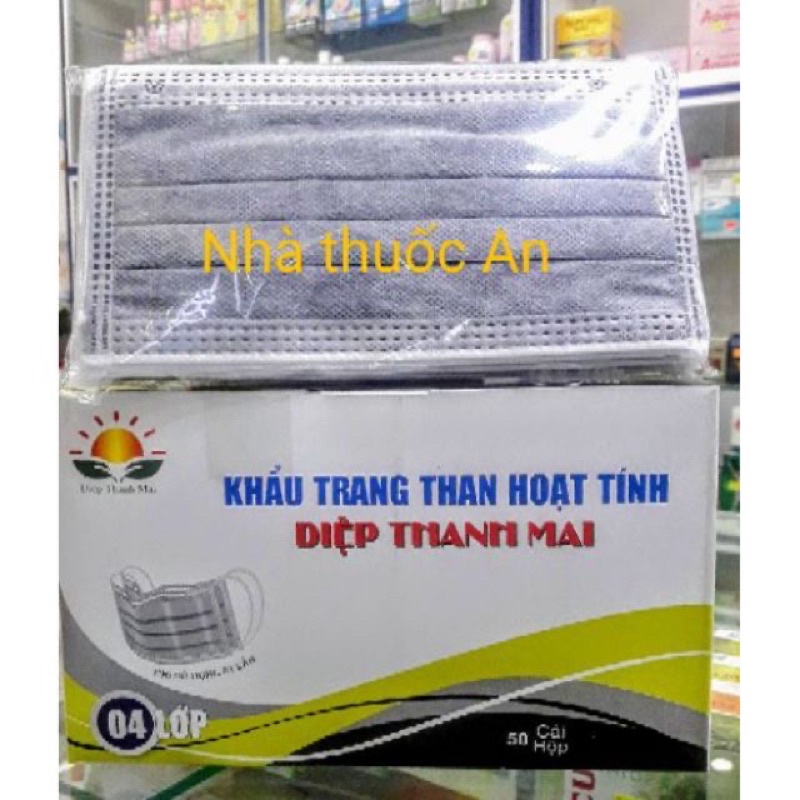 1 cái khẩu trang y tế 4 lớp màu xanh / xám