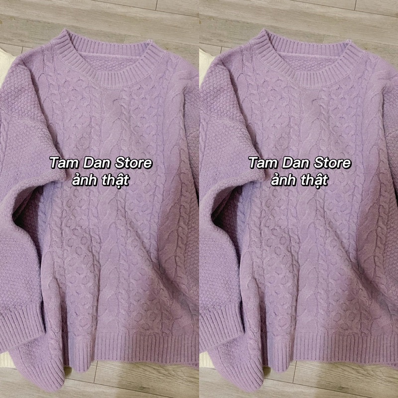 Áo len cổ tròn trơn vặn thừng chất len lông siêu mềm mại form basic phong cách thoải mái thu đông