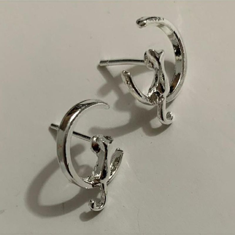 1 Set Vòng cổ Và Bông Tai Hình Mèo Dễ Thương