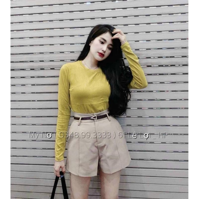 Quần sooc vải trơn kèm đai nhỏ hàng QCL1