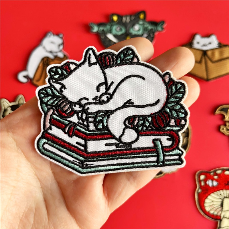 ♚ Miếng Dán Ủi Lên Quần Áo Hình Mèo Vui Nhộn ♚ 1 Miếng Vá DIY Kuso Trên Miếng Vá Sắt Trên Huy Hiệu