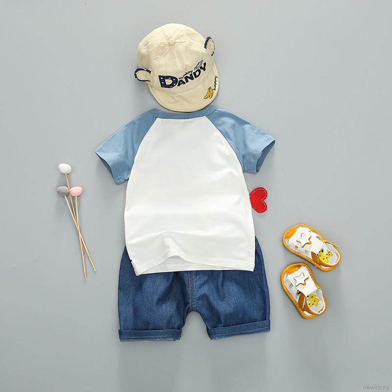 Set Áo Thun Tay Ngắn &amp; Quần Short Cho Bé Trai