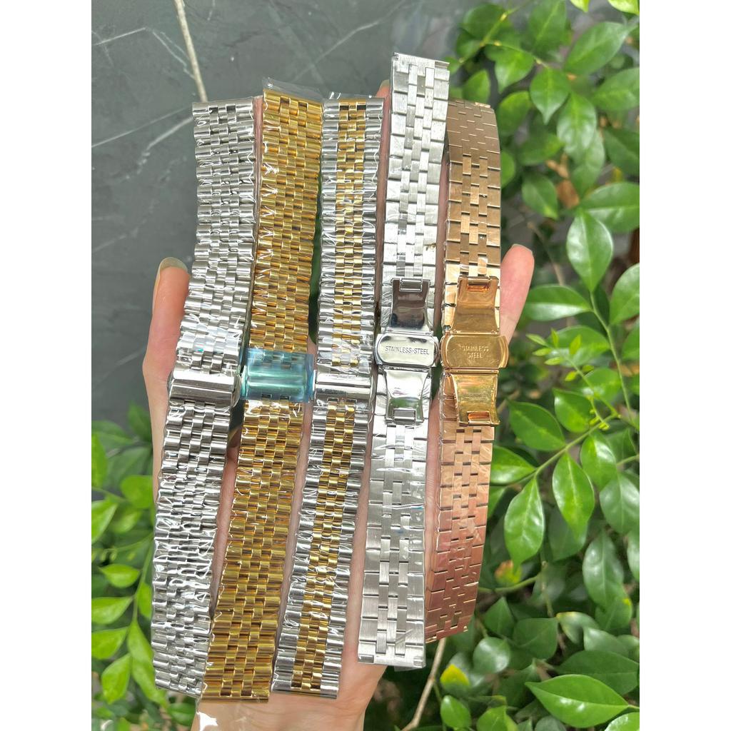 Dây đồng hồ inox đúc 5 mắt nam nữ 12mm 13mm 14mm 16mm 17mm 18mm 19mm 20mm 21mm 22mm