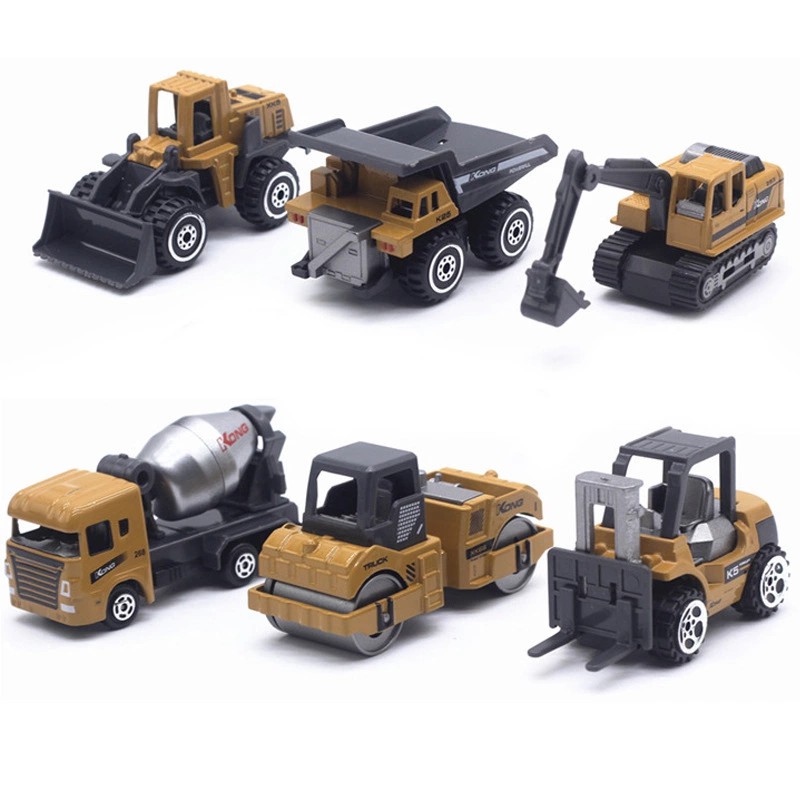 Set 6 mô hình đồ chơi xe kéo hợp kim dành cho trẻ em