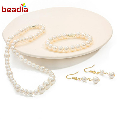 BEADIA Hạt Ngọc Trai Thủy Tinh Làm Trang Sức Thủ Công 3/4/6/8/10mm