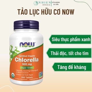 Tảo lục hữu cơ Chlorella Now thải độc, giảm mụn, trẻ hóa da 500mg 200 viên
