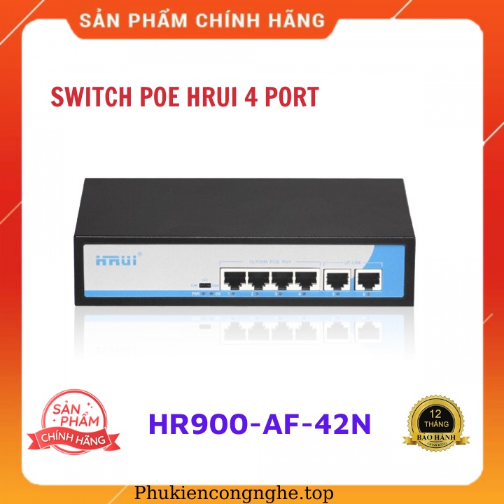 {Chính Hãng}Thiết bị chuyển mạch Switch POE Hrui 4 Port HR900-AF-42N