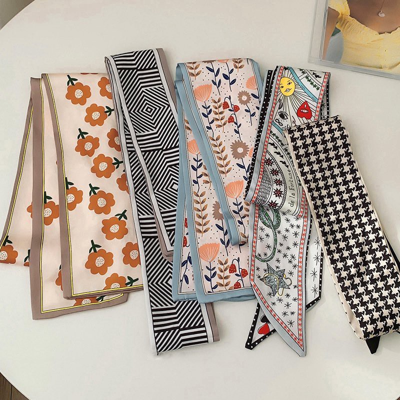 Dây lụa buộc tóc họa tiết retro siêu xinh cột tóc đa năng