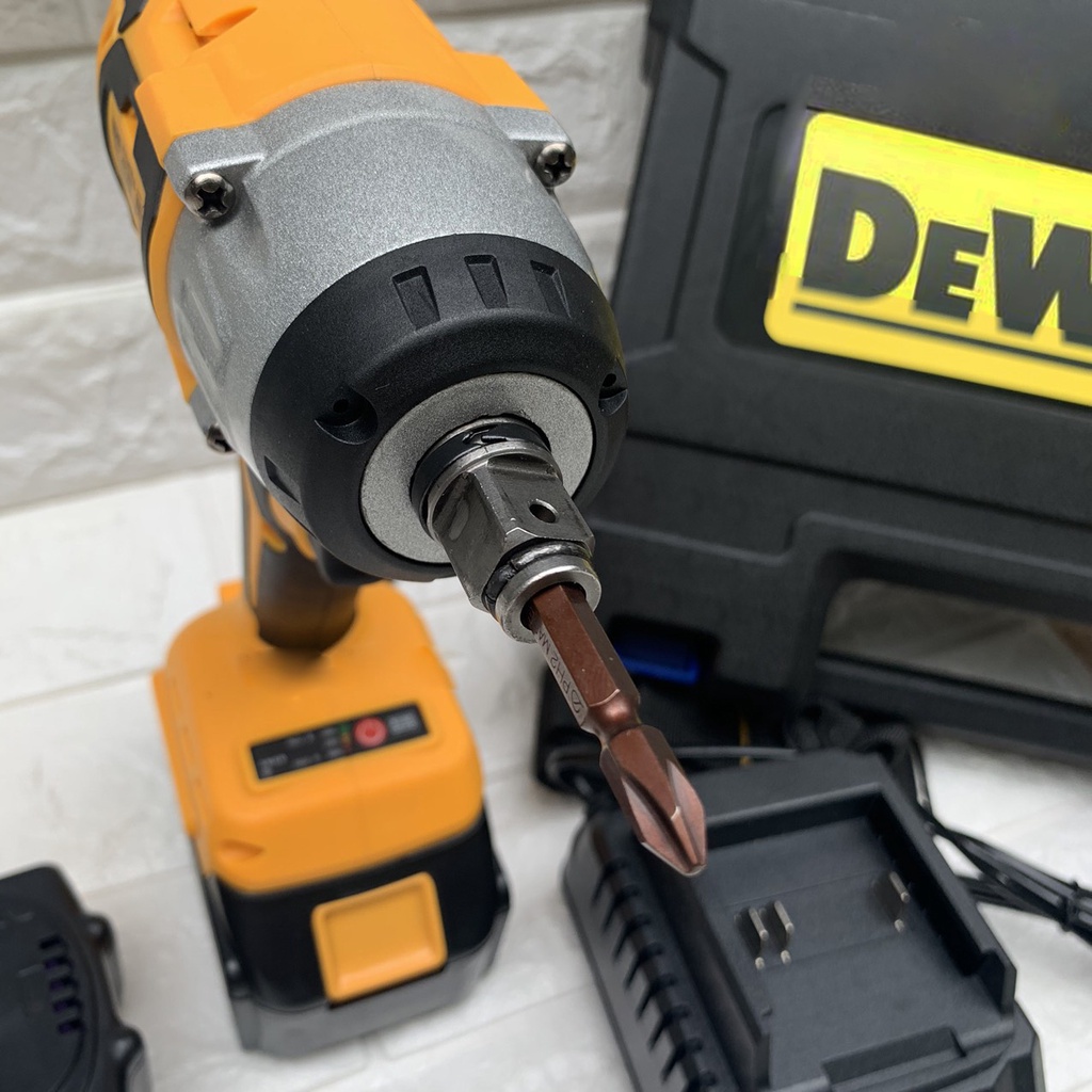 MÁY SIẾT BULONG 118V - 100% lỗi đồng, 2 pin - Tặng kèm đầu khẩu - Máy khoan pin siêu tiện lợi, siết vặn đai ốc, cố định,