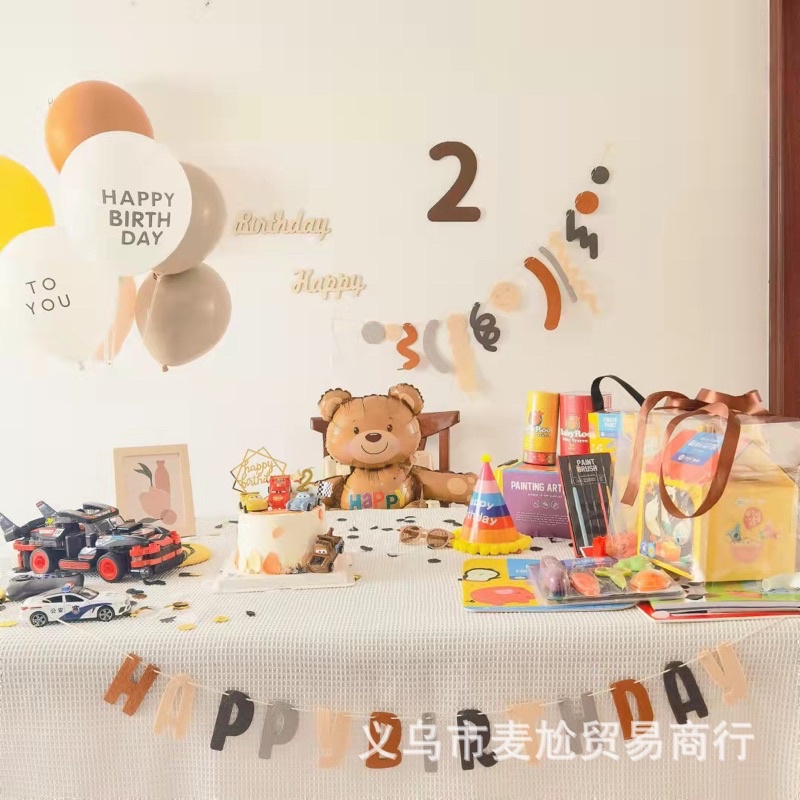Set trang trí sinh nhật Handmade kiểu Hàn Quốc tone màu phù hợp mọi lúa tuổi [Tặng kèm BƠM + KEO DÁN]