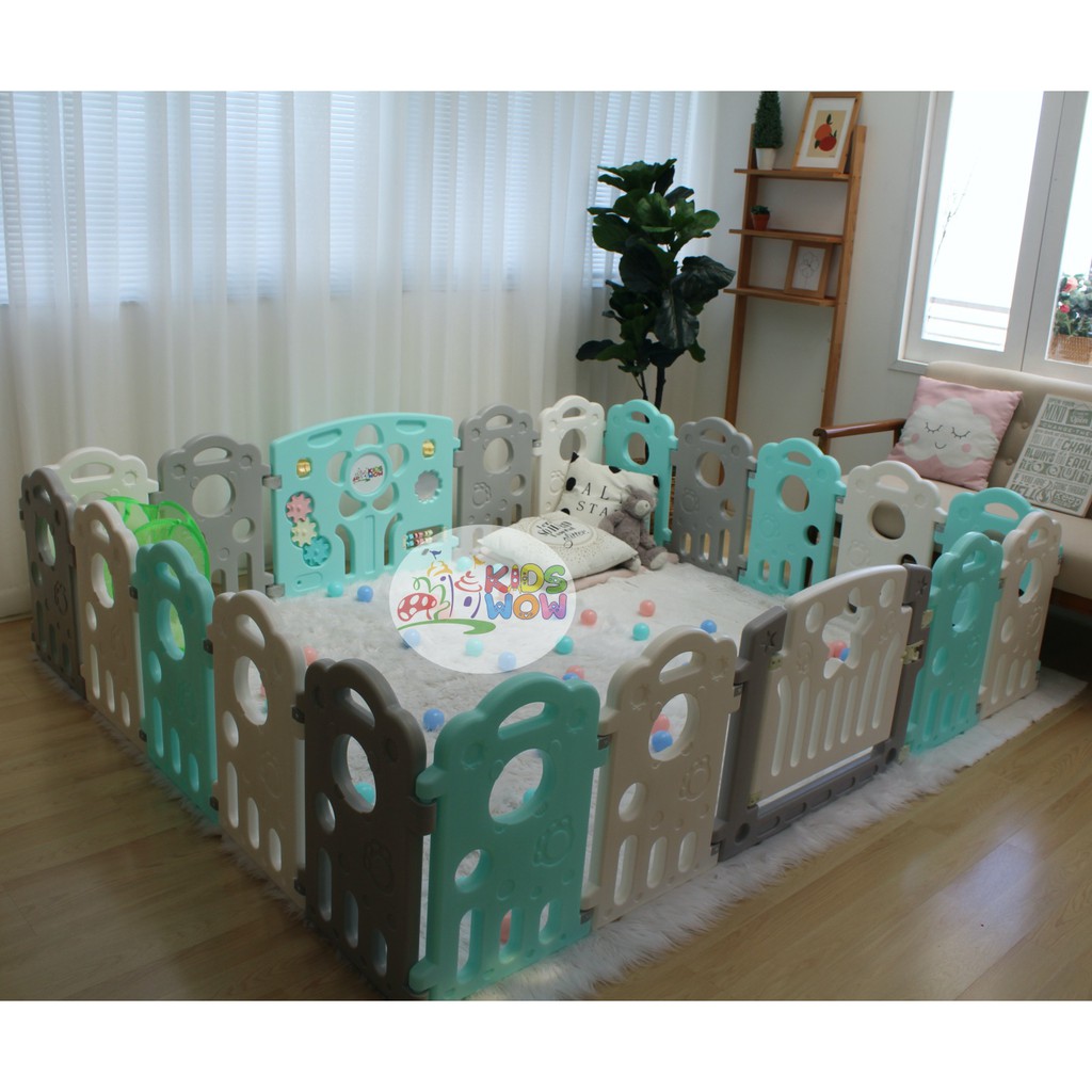 [COMBO QUẢ TẶNG-HỖ TRỢ SHIP]Quây Nhựa Kidswow Hàn Quốc Hoạ Tiết Chân Gấu Xám