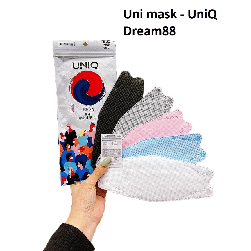 [Thùng 300 chiếc] Khẩu trang UniQ KF94 - Uni mask kháng khuẩn - Chống bụi 99%, Có tem kiểm định.