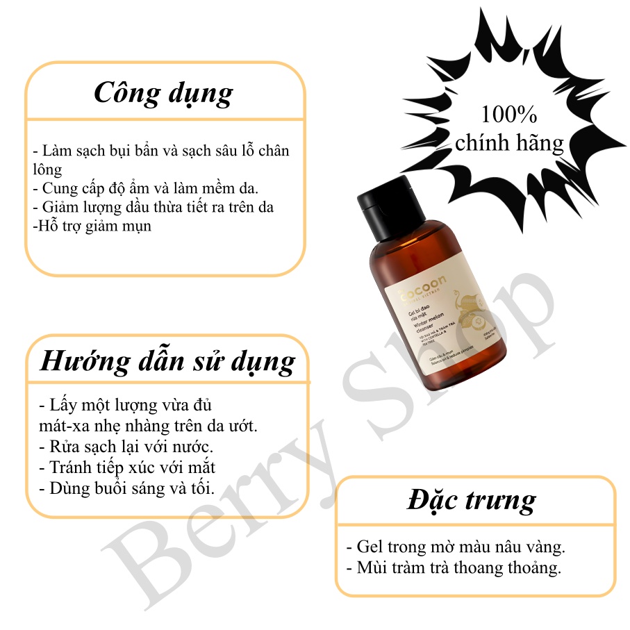 Sữa rửa mặt bí đao Cocoon - Gel rửa mặt bí đao cocoon - Sữa rửa mặt Cocoon