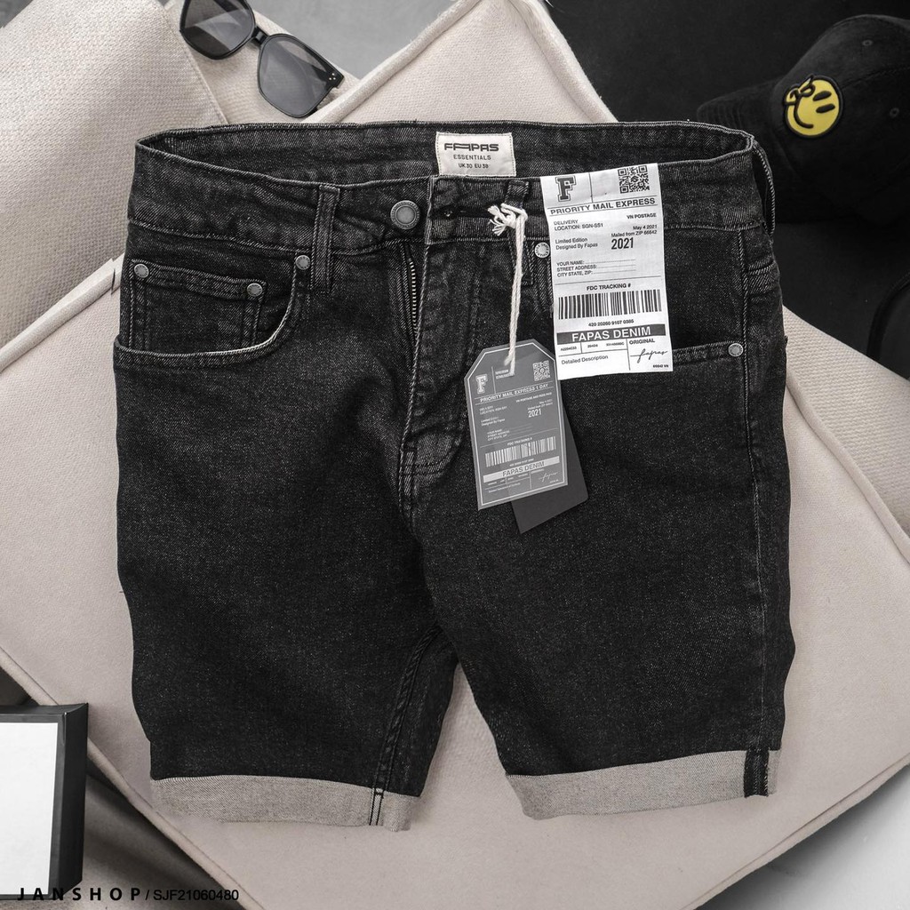 Short Jean Fapas Đen Indigo Co Dãn Cao Cấp Jan Shop