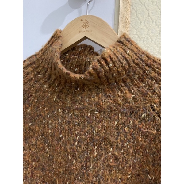 Áo len cổ lọ màu nâu muối tiêu 2hand