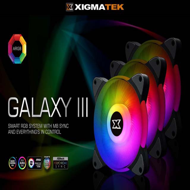 Quạt tản nhiệt pc Xigmatek galaxy III ❤️FREESHIP❤️ Essential BX 120 ARGB pack 3 fan kèm hub và điều khiển - BiBitechs