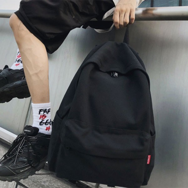 Balo Ulzzang kiểu Hàn Quốc đi học đi chơi nam nữ vải bố trơn canvas đen nhiều màu