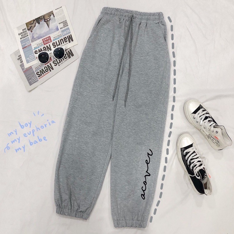 Quần jogger nam nữ ống rộng có bo ACOVER ulzzang (ẢNH THẬT)