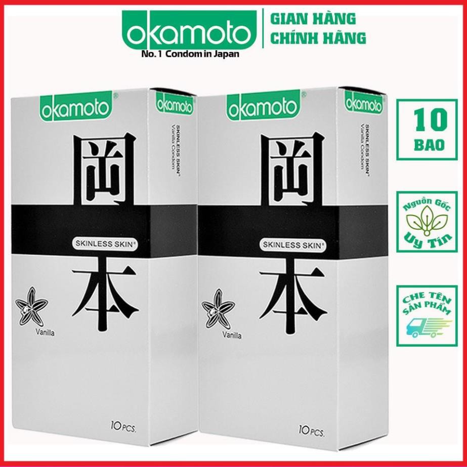 [BCS CHÍNH HÃNG] [ Combo 2 hộp ] Bao Cao su Okamoto Skinless Skin Vanilla Hộp 10 Cái