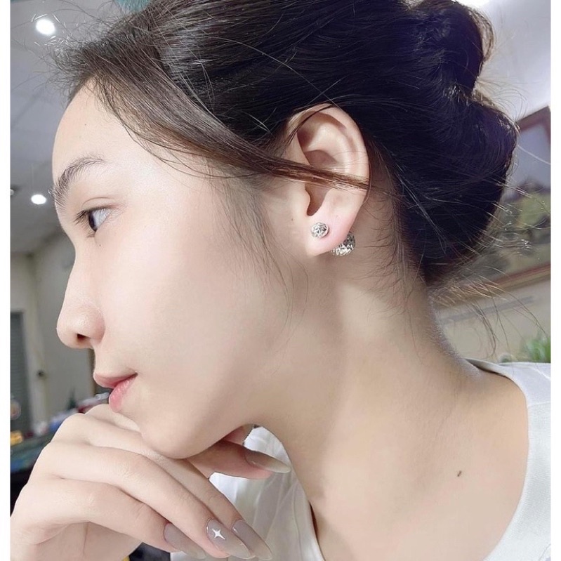 BÔNG TAI CẦU PHAY SÁNG ĐẸP CHUẨN BẠC TA - THJ SLIVER