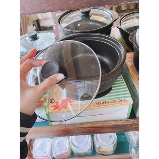 Nồi đất 1l chất dày nắp thuỷ tinh chịu nhiệt