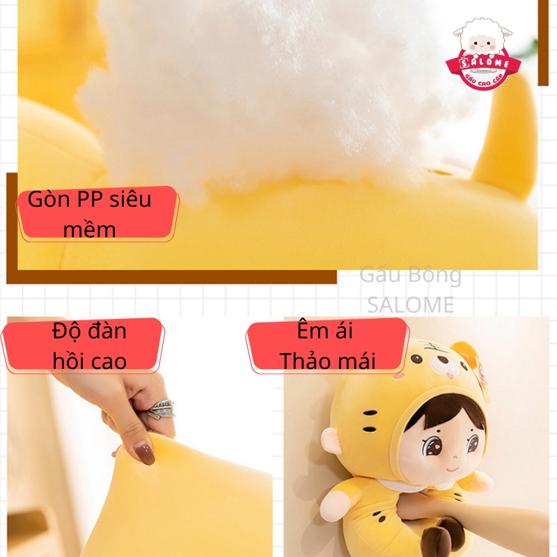Gấu Bông Em Bé Hổ Dễ Thương SALOME, Thú Nhồi Bông Có Khóa Kéo Cao Cấp