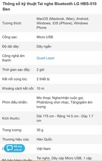 Tai nghe bluetooth LG