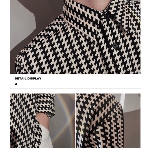 Áo sơ mi tay dài họa tiết sọc thời trang Hàn Quốc dành cho nam