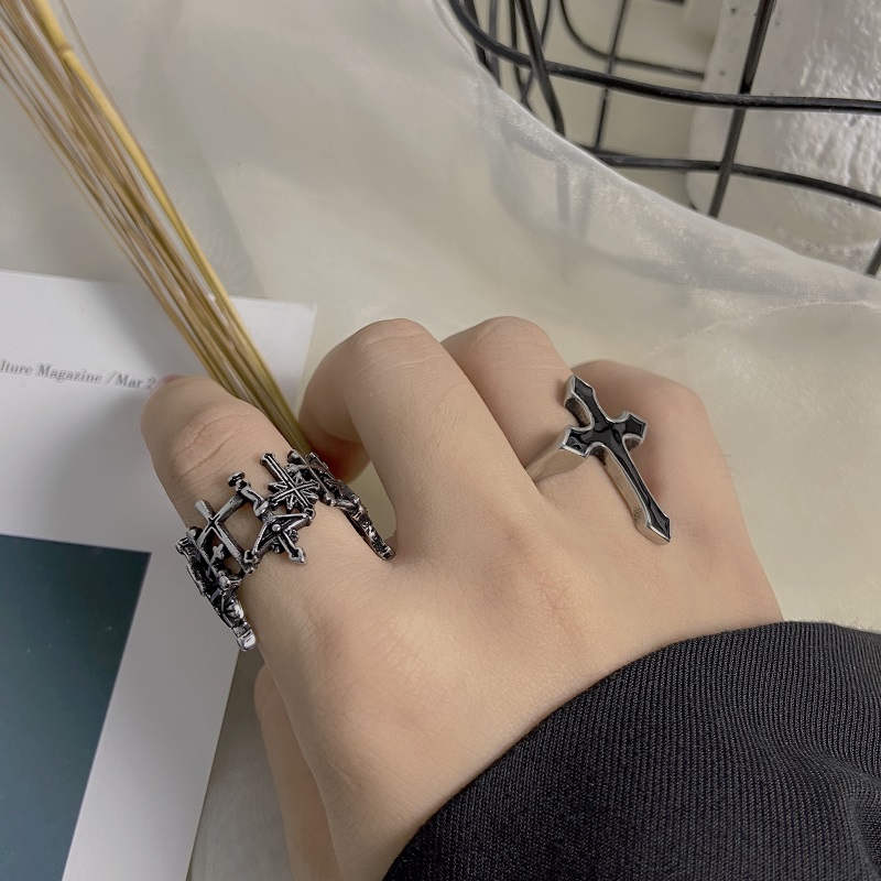 Nhẫn 22419 hình thập giá phong cách hip hop dành cho nam và nữ
