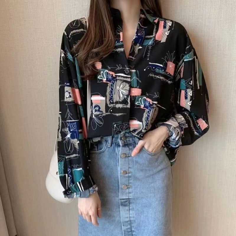 Áo Sơ Mi Tay Dài Dáng Rộng Họa Tiết Sọc Caro Kèm Thắt Lưng Phong Cách Vintage Thời Trang Cho Nữ