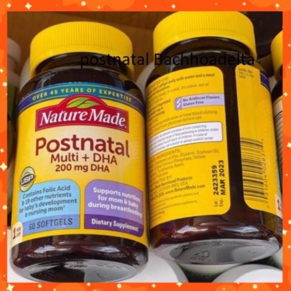 [HÀNG CHUẨN MỸ] Nature Made Postnatal multi + DHA BỔ SUNG DINH DƯỠNG SAU SINH - 60 VIÊN HÀNG MỸ