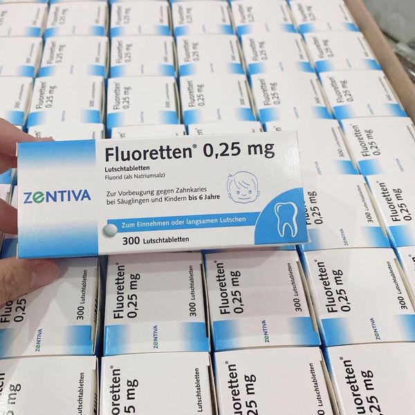 Viên kẹo ngậm chống sâu, ăn mòn răng Flouretten 0.25mg Đức 300 viên