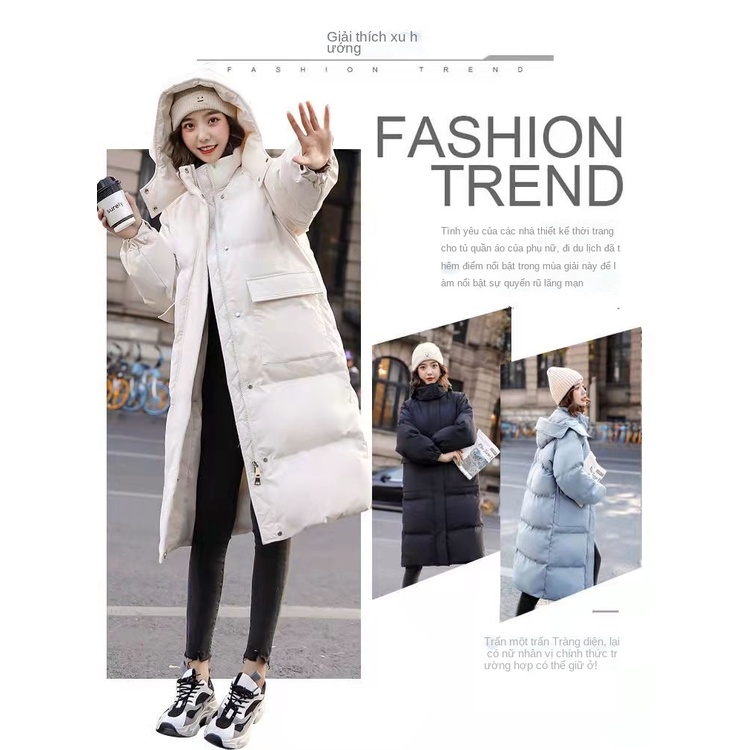 Áo khoác phao cotton dài có đệm bông dày thời trang Hàn Quốc mới cho nữ