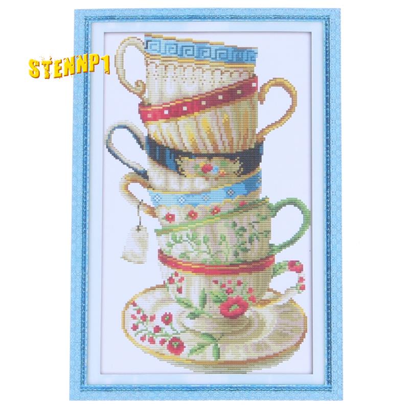 Bộ Tranh Thêu Chữ Thập 14ct Diy Hình Tách Cà Phê 28x42cm